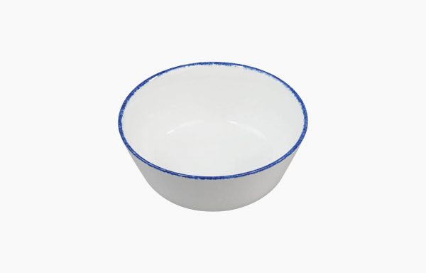 Taça 13 h6cm Coral Blue. Taça pequena para cereais branca com filagem esponjada azul