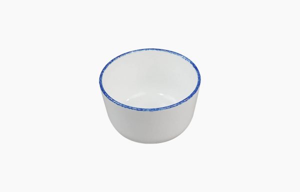 Taça 10 h6cm Coral Blue. Taça pequena branca com filagem esponjada azul