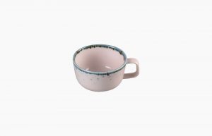 Cup 100ml Flirty. Porcelain cup. Coffee cup. Pink-coloured cup with blue spots (reactive glazes application).