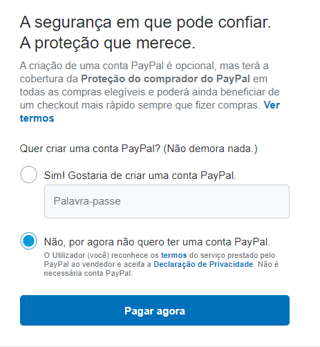 pagar com paypal Criar ou não conta PayPal