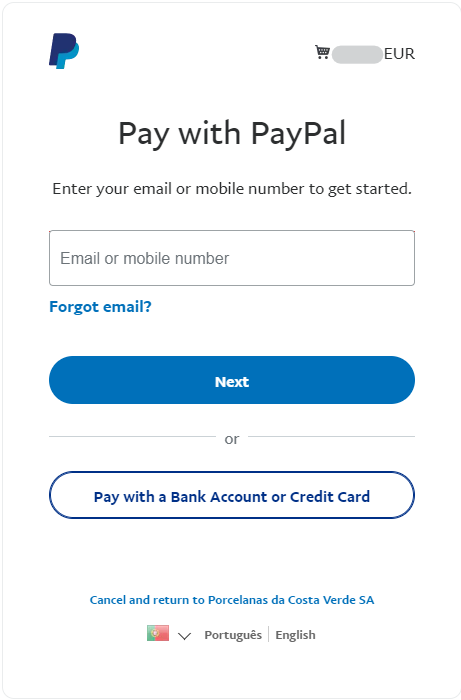 Mit PayPal bezahlen - 2. Wählen Sie „Mit Bankkonto oder Kreditkarte bezahlen“